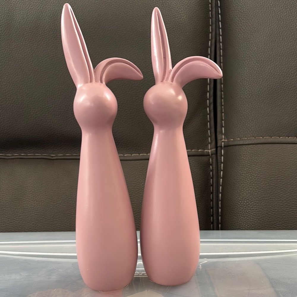 Pink Bunny Figurine Set